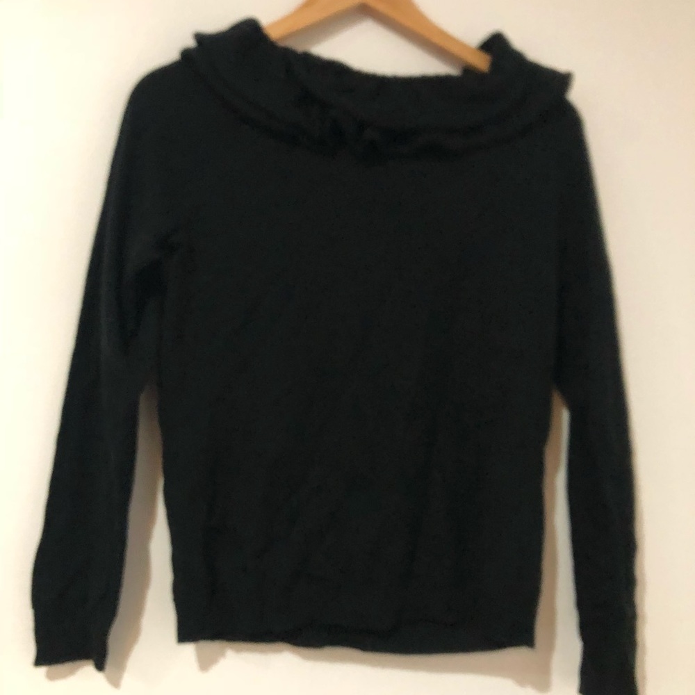 Black ruffle off the shoulder sweater